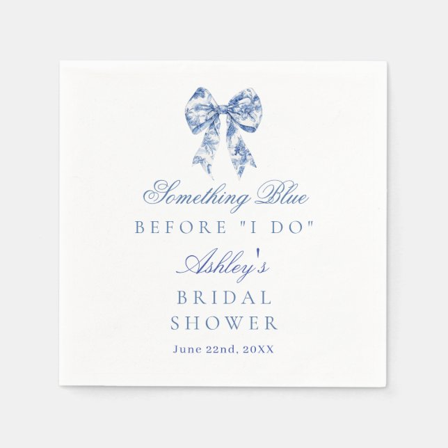 Blue Bow Brautparty, etwas Blau bevor ich tue Serviette (Vorderseite)