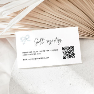 Blue Bow Brautparty QR Code Geschenkkartei Begleitkarte