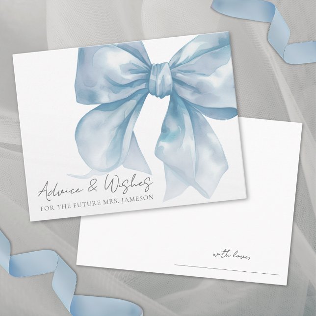 Blue Bow Brautparty Ratschläge wünscht Begleitkarte (Blue Bow Bridal Shower Advice Wishes Enclosure Card)