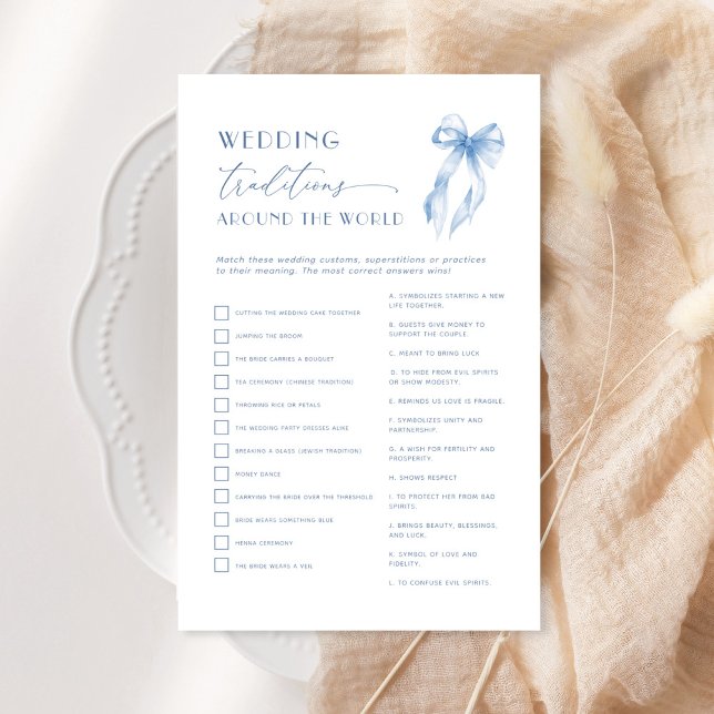 Blue Bow Brautparty Wedding Traditions Game (Von Creator hochgeladen)