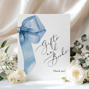 Blue Bow Bücher und Geschenke elegante Kalligrafie Poster