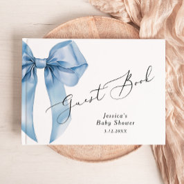 Blue Bow Calligraphy Baby Bow Dusche Gästebuch