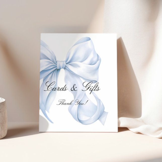 Blue Bow Cards and Gifts Sign, Coquette Bow Poster (Von Creator hochgeladen)