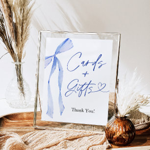 Blue Bow Cards und GIfts Zeichen Poster