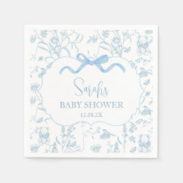 Blue Bow Chinoiserie Baby Shower Boy Serviette