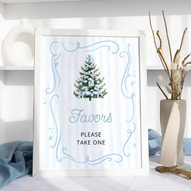 Blue Bow Christmas Tree Baby Shower Favors Poster (Von Creator hochgeladen)