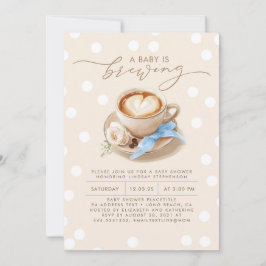 Blue Bow Coffee Baby Is Brewing Boy Baby Shower Einladung
