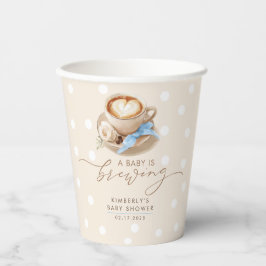Blue Bow Coffee Baby Is Brewing Boy Baby Shower Pappbecher