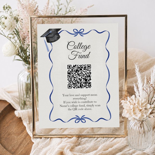 Blue Bow College Fund Abschluss-QR-Code Poster (Von Creator hochgeladen)
