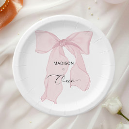 Blue Bow Coquette 1. Geburtstag Pappteller