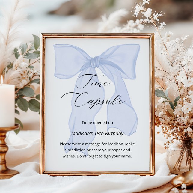Blue Bow Coquette 1st Birthday Time Kapsel Poster (Von Creator hochgeladen)