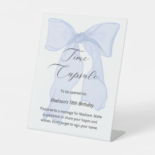 Blue Bow Coquette 1st Birthday Time Kapsel Sockelschild
