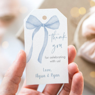 Blue Bow Coquette Baby Dusche Vielen Dank Geschenkanhänger