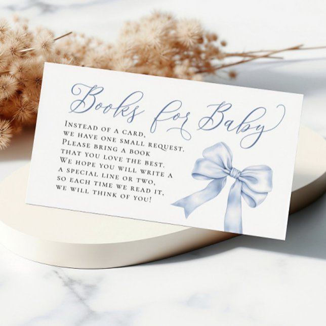 Blue Bow Coquette Books für Babybuchanfragen Begleitkarte (Blue Bow Coquette Books for Baby Book Request Enclosure Card)