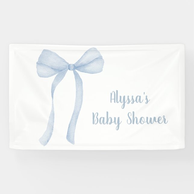Blue Bow Coquette Boy Baby Dusche Banner (Horizontal)