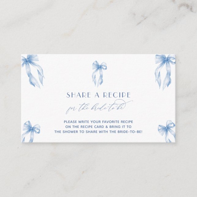 Blue Bow Coquette Brautparty gemeinsam mit einem R Begleitkarte (Vorderseite)