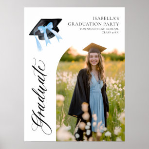 Blue Bow Coquette Graduation Cap Graduate Willkomm Poster