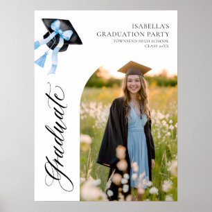 Blue Bow Coquette Graduation Cap Graduate Willkomm Poster