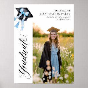 Blue Bow Coquette Graduation Cap Graduate Willkomm Poster
