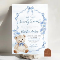 Blue Bow Coquette kann frühes Abwarten Baby Dusche