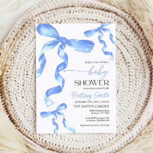 Blue Bow Einladung der Babydusche