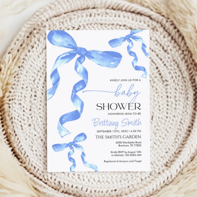 Blue Bow Einladung der Babydusche (Von Creator hochgeladen)