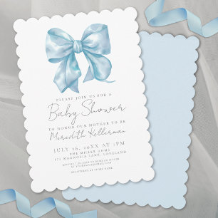 Blue Bow Elegante Coquette Boy Baby Shower Einladung