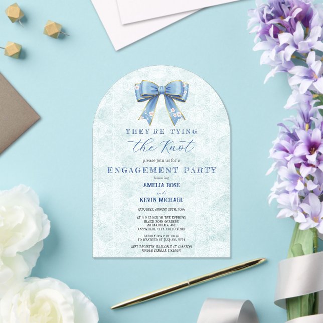 Blue Bow Engagement Invitation – Japanese Style Acryleinladungen (Insitu (Hochzeit))