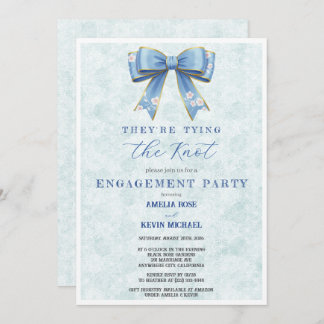Blue Bow Engagement Invitation – Japanese Style Einladung