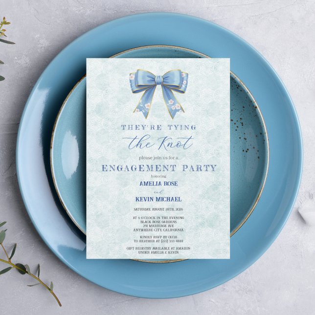 Blue Bow Engagement Invitation – Japanese Style Einladung (Von Creator hochgeladen)