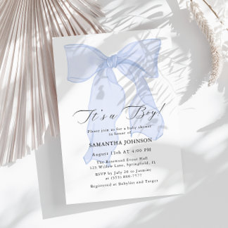 Blue Bow Es ist eine Boy Baby Shower Einladung