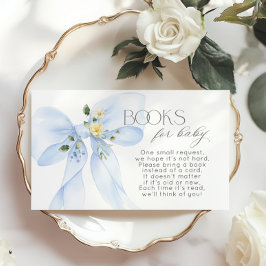 Blue Bow Floral Book for baby ticket Begleitkarte