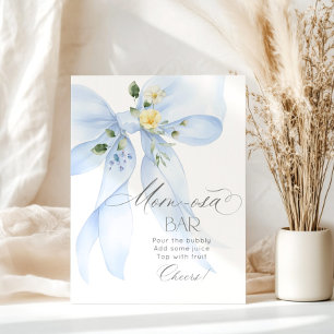 Blue Bow floral Momosa Bar Aquarell Poster