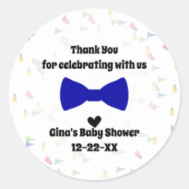 Blue Bow Krawatte Baby Boy Dusche Gefallen Runder Aufkleber