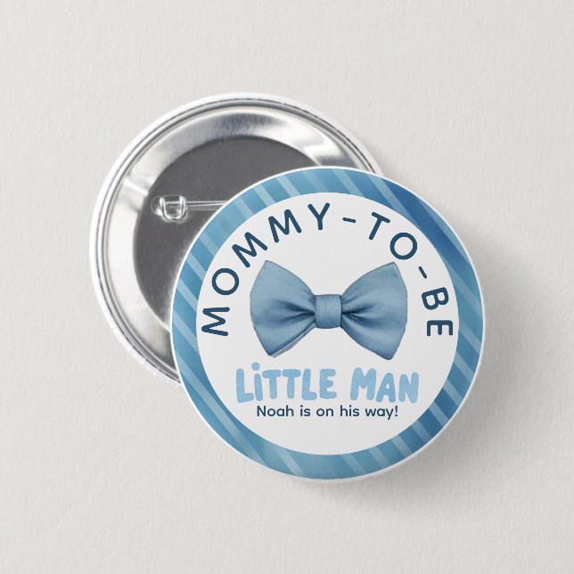Blue Bow Krawatte Mommy to be Little Man Baby Show Button (Vorne & Hinten)