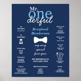 Blue Bow Krawatte Mr Onederful Milestone Poster