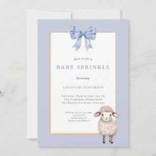 Blue Bow Lamb Baby Showküche Einladung
