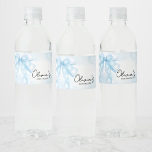 Blue Bow Little Boo Baby Dusche Wasserflaschenetikett