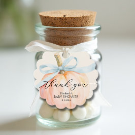 Blue Bow Little Pumpkin Baby Dusche Geschenkanhänger