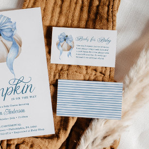 Blue Bow Little Pumpkin Baby Shower Books for Baby Begleitkarte