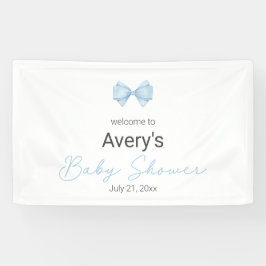 Blue Bow Modern Boy Baby Dusche Banner