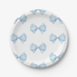 Blue Bow Modern Boy Baby Dusche Pappteller