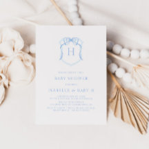 Blue Bow Monogram Wappen Baby Dusche