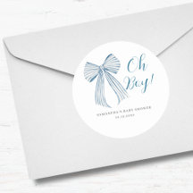 Blue Bow Oh Boy Baby Dusche