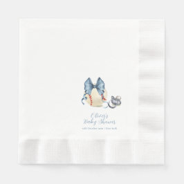 Blue Bow Pacifier Baseball Sport Baby Shower Serviette