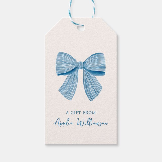 Blue Bow Personalized Classic Preppy A Gift From Geschenkanhänger (Vorderseite)