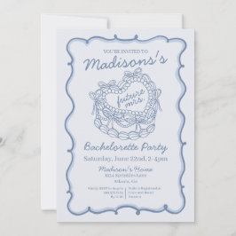 Blue Bow Retro Herz Coquette Bachelorette Einladung