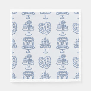 Blue Bow Retro Herz Coquette Cake Valentine Serviette