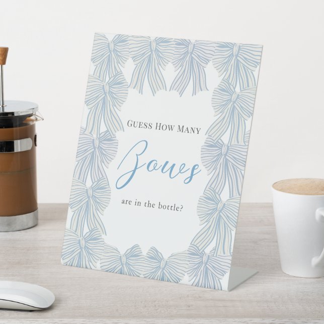 Blue Bow/Ribbon Baby Dusche wie viele Bows Sockelschild (In SItu)