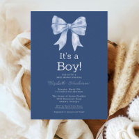 Blue Bow Ribbon Es ist eine Baby-Dusche
